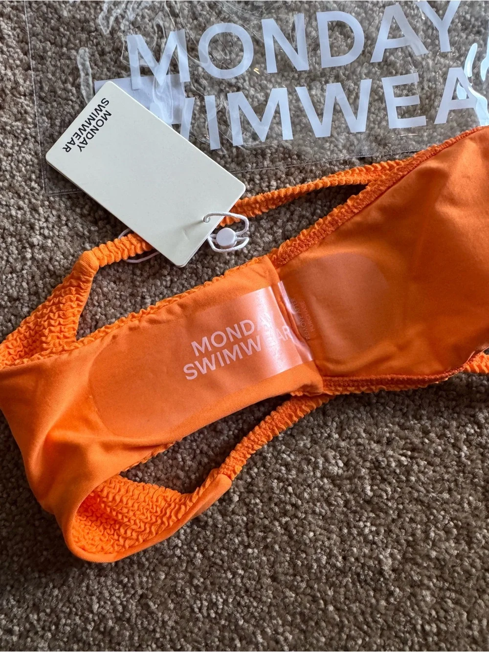 NWT Monday Swimwear Barbados Bottom Tangerine Crinkle